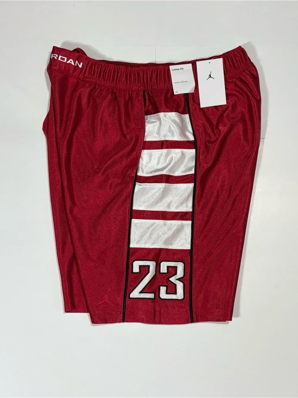 Jordan Brooklyn cat scratch Men's Basketball Shorts Red with White Side Stripes